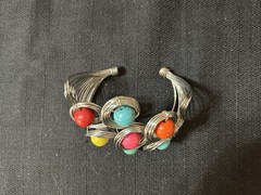 Fun Lot Of 4 Vintage/Modern Silver Tone Colorful Chunky Bracelets Acrylic Beaded