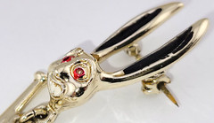 Antique 30s Signed Reinad Mad Cartoon Bugs Bunny Rabbit Enamel Brooch Pin 2.25″