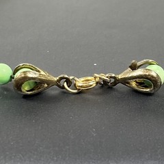 Vintage Green Hand knotted Beaded Necklace Graduated Size Plastic 26″ Faux Jade