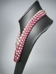 Vintage 1960s Japan Multi Strand Pink Ombre Beaded Necklace Vintage Choker 15 in
