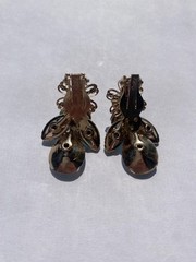 Vintage CORO Blue Stone Circle Brooch Pin and Clip on Earrings Set Signed