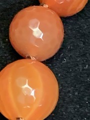 Vintage Graduated Faceted Carnelian Agate Necklace Hand Knotted 24in