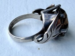 Vintage Sterling Silver Smoky Quartz Crystal Ring Size 7