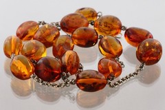 ANTIQUE Vintage Genuine Insect Beads BALTIC AMBER Chain Necklace 74.2g 260312-1