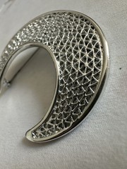 Vintage Signed SARAH COVENTRY 1968 Titled CRESCENT Metal Mesh MOON Pin BROOCH