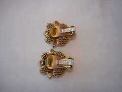 VINTAGE SIGNED HOBE MESH RHINESTONE EARRINGS