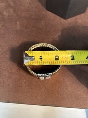 Vintage Gold Tone Expandable Rhinestone Stretch Bracelet Ribbed Panel Design
