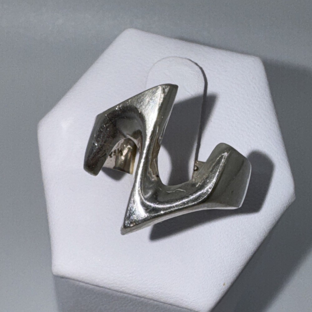 Vintage 925 Midcentury Modernist Sterling Silver Sz 8.25