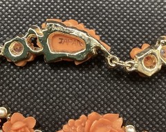 Vntg JAPAN 16 inch Choker Styler Necklace 2 pair Clip Earrings Coral Color 1950s