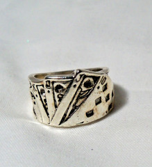Novelty Lucky Poker Ring Royal Flush Diamonds Sz 7.5 Unisex