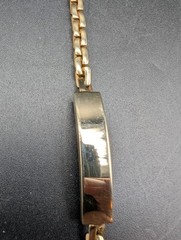 VTG Gold Tone ID Chain Bracelet, Blank Panel, 8.5″ Unmarked