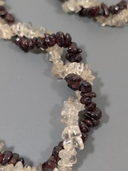 Vintage Red Garnet Clear Rock Crystal Quartz Twist Necklace 26 in