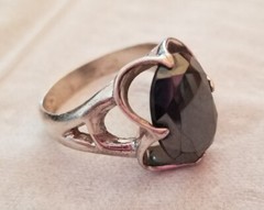 Vintage Mid Century Modern Sterling JP Silver Hematite Ring Size 8.75 Free Ship