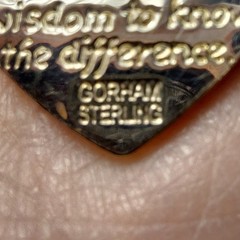 Vtg GORHAM STERLING Heart Pendant Peace Dove IOB COA Serenity Prayer EUC 🙏
