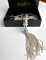 Joan Rivers M Silver Tone Multi Strand Snake Chain Tassel W/box