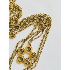 Celebrity VTG Regal necklace signed Glass Cabochon Bezel Regal Multi Chain 28″