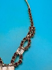 Estate Vintage Necklace Purple & Lavender Rhinestones Gold Tone Prong Set