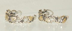 Vtg WM Co. Wheeler Western Two Tone Sterling Silver 12K Gold Hoop Earrings