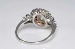 Red Ruby Baguette Cut Moissanite Halo Set Floral Inspire Edwardian Wedding Ring