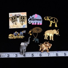 Elephant Brooch Lot J.Crew enamel Necklace Park Lane Mudd Earrings Jewelry 8pc