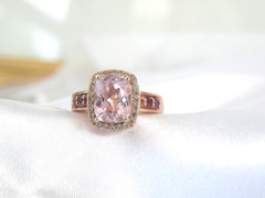 Rose Gold on Sterling Silver 925 Natural Irradiated Morganite Size 6 Ring