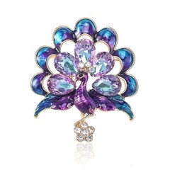 Vintage Style Peacock Bird Rhinestone Crystal Brooch Bird Cyan Pin Pendant Gift