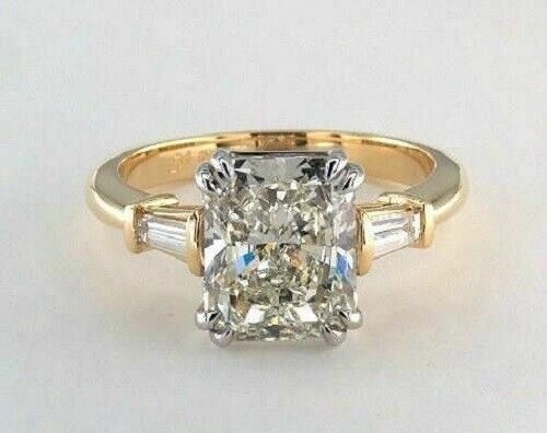 Art Deco Antique Vintage 3.30 Ct White Diamond Wedding Ring 14K Yellow Gold FN