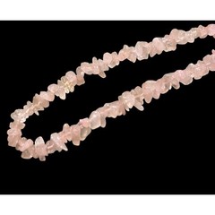 Pink Rose Quartz Gemstone Chip Stone Necklace 34″ Long 48 Grams Gemstone Healing