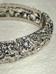 Charter Club Stretchable Bracelet Silver Tone Floral And Crystals From Macy’s
