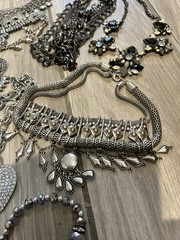 Vintage & Modern Statement Jewelry Lot Boho, Tribal Rhinestone Necklace Bracelet