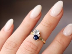 Antique 0.78Ct Sapphire and 0.88Ct Diamond, 14k Yellow Gold Ring Circa 1910