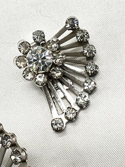 Vintage Coro Brooch/Pin Clip Earring SET AB Rhinestone Starburst Art Deco Atomic
