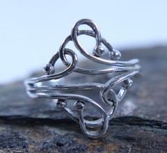 Vintage Filigree Openwork Scroll Ring Size 11.25 925 Sterling Silver Vine Design