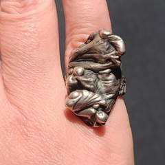 VTG MCM Sterling Silver Brutalist Modernist Abstract Embrace Statement Ring Sz 7