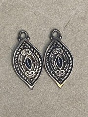 Vintage Silver and Black Earrings Bracelet Charms Antiqued Filigree Estate Find