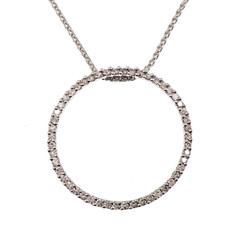 Classic 14K Solid White Gold 1/2ct TW Natural Diamond Circle Pendant