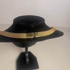 Monet Gold Tone Omega Choker Necklace 17″ Flat Mid Century Modern Vintage MCM