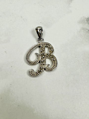 Sterling Silver Cursive “B” Pendant / Charm – FAS 925 – 1″