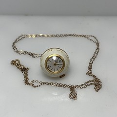 Vintage 60’s White Enamel Orb Ball Pendant Watch by Wintex w/Chain – Working 2f