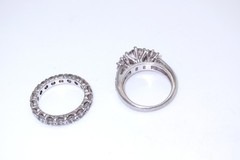 Epiphany Sterling & CZ Ring Set w/Eternity Band & 3 Stone Ring – Sz 6