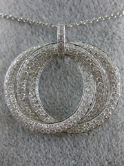 ESTATE LARGE 2.46CT DIAMOND 18KT WHITE GOLD 3D INTERTWINING MULTI CIRCLE PENDANT