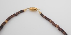 Tiger Eye Heishi Bead Necklace with Inlaid MOP Pendant 16”