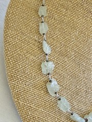 Vintage Natural Prehnite Gemstone Necklace Signed Chipita 18 Inch Plus Drop