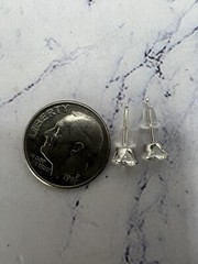 14k White Gold Posts 4.7mm Cubic Zirconia Stud Earrings