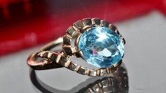 10k yellow gold ring 2.50ct blue topaz solitaire size 5.5 vintage 4.00gr N3511