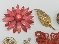 Vintage Estate 36pc Jewelry Lot Brooches Pins Celluloid Metal Stones Religious