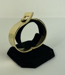 Vintage Cuff Belt Buckle Style Clamper Gold Tone Hinged Bracelet 2.5″ X 2.0″