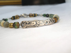 Vintage 999 Fine Sterling Silver Artisan Signed KVK Rustic Bracelet 8″