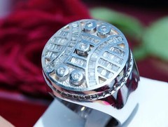 14k white gold ring 2.50ct natural diamond size 11.5 vintage handmade 27.0g Gab8