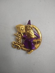 Danecraft Merlin Wizard Luck Cards Dice Goldtone Pin Costume Jewelry